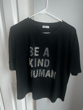 Black 'Be A Kind Human' Studded Graphic Tee